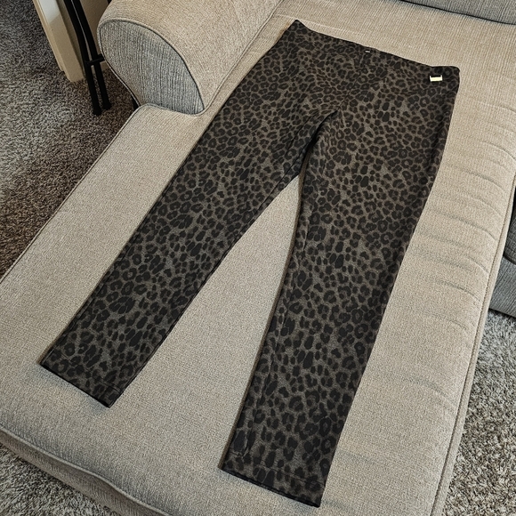 Calvin Klein Dark Cheetah Leopard Animal Boho Print Casual Leggings Pants Large - Picture 2 of 7
